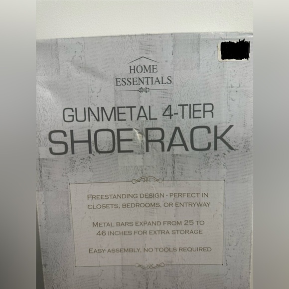 HOME ESSENTIALS GUNMETAL 4-TIER SHOE RACK - Picture 4 of 4